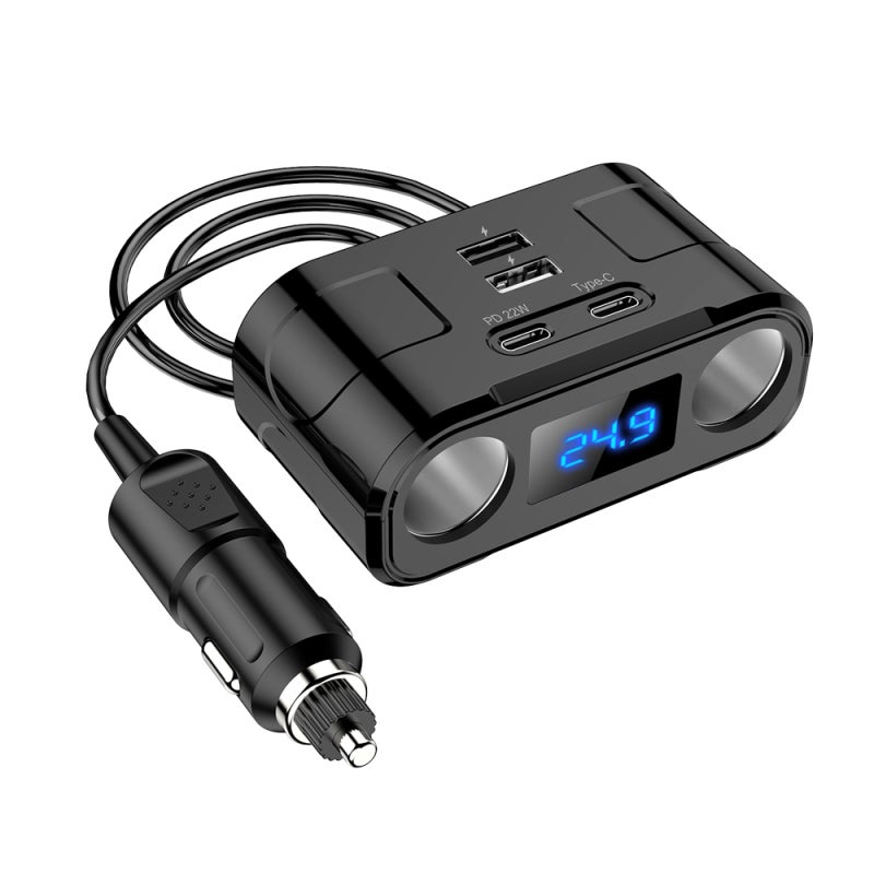 Car Charger 4 USB Ports (PD+Type-C+Dual USB) 60W Quick Charging - Multiple Protections Universal Car Charger for 12-24V Vehicles SUV Truck Off-Road Vehicle - Image 1