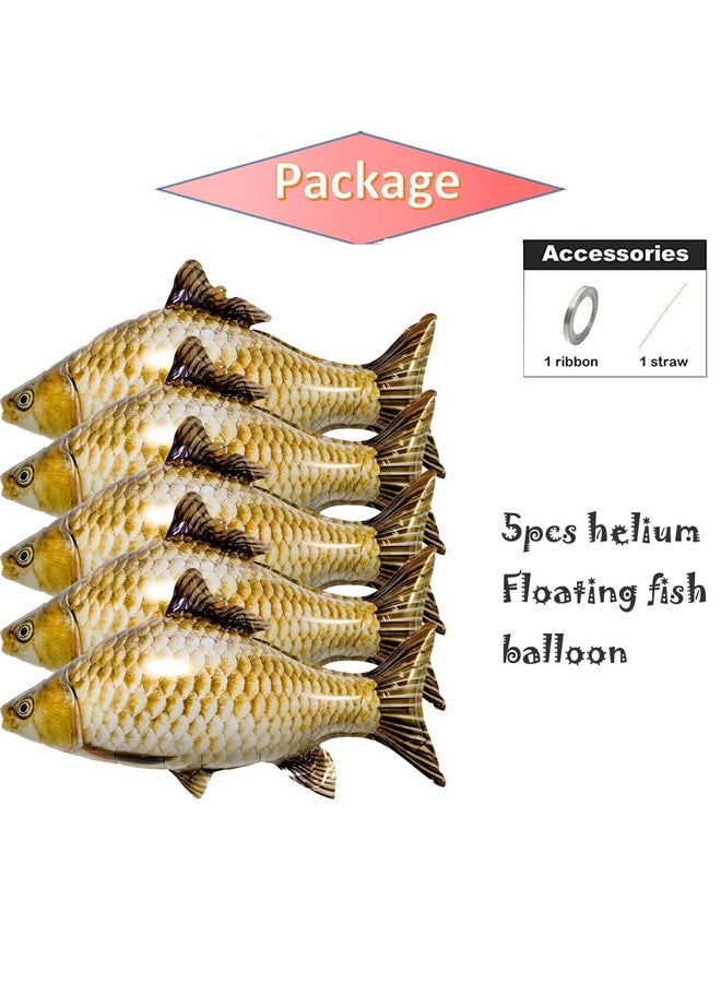 CYMYLAR 5Pcs Realistic fish balloons,Inflatable Carp Balloons for Fishing Party Decorations/Ocean Theme/Summer Pool Decor/Photo Props for Kids and Adults"  - Image 4