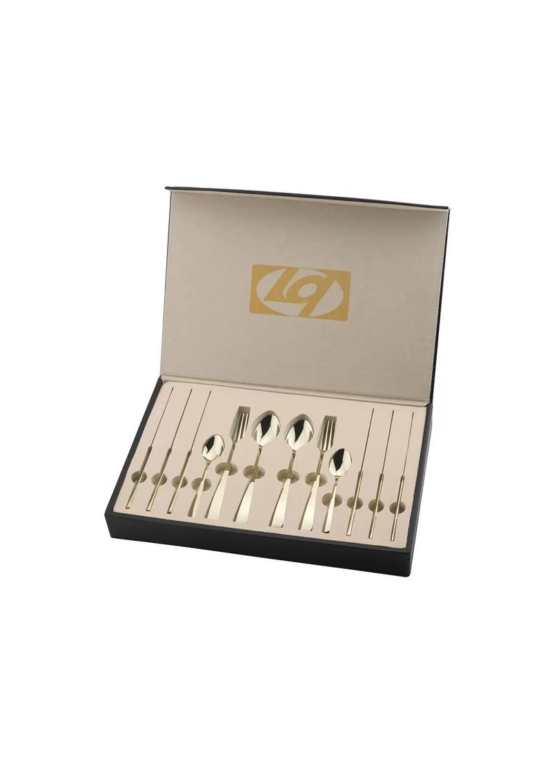 MODERN HOME - A set of spoons and forks, 24 pieces, light golden matte stainless steel - DA141C023TCS - Image 1