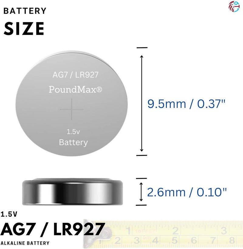 PoundMax 10x AG7 (LR57, LR927, 395) 1.5V Alkaline Button Cell Batteries - 10-Pack - Image 5