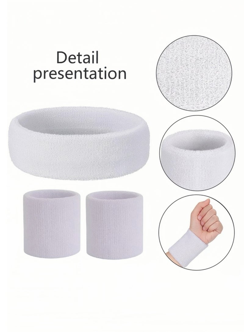 Lee Yon Sports Sweatband, 3 Headbands and 6 Wristbands for Men Women Kids, Moisture-Wickin Elastic Athletic Headband for Gym, Yoga, Tennis, Running, White/Black/Grey  - Image 3
