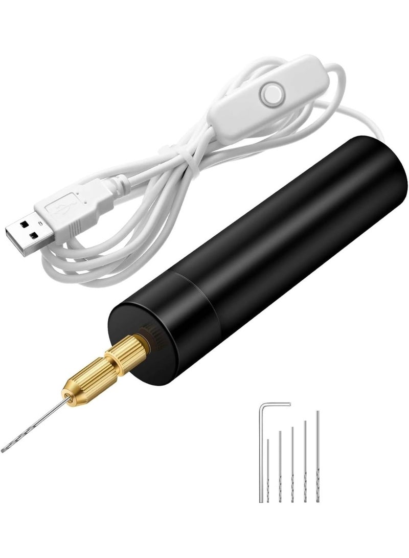 Portable Electric Drill Kit for Resin Molds and Jewelry Making, with 5pcs 0.8-1.2mm Precision Drill Bits and Wrench Perfect for Resin, Wood, Plastic, Clay, Fine Craft Projects - Image 1