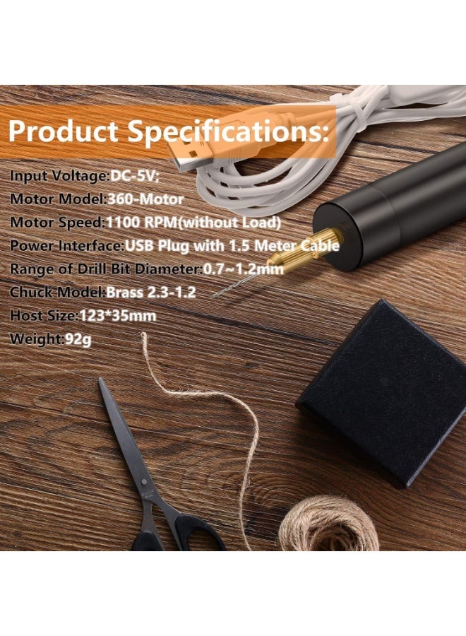 Portable Electric Drill Kit for Resin Molds and Jewelry Making, with 5pcs 0.8-1.2mm Precision Drill Bits and Wrench Perfect for Resin, Wood, Plastic, Clay, Fine Craft Projects - Image 3