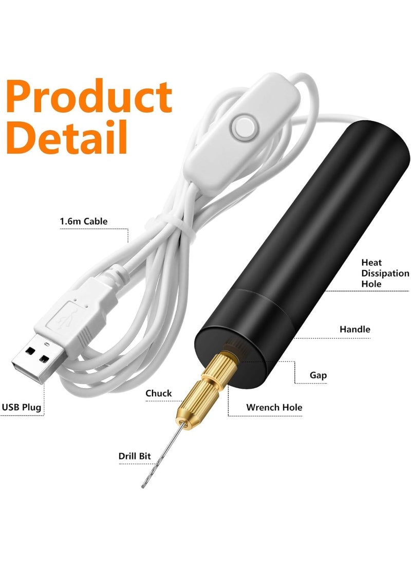 Portable Electric Drill Kit for Resin Molds and Jewelry Making, with 5pcs 0.8-1.2mm Precision Drill Bits and Wrench Perfect for Resin, Wood, Plastic, Clay, Fine Craft Projects - Image 5