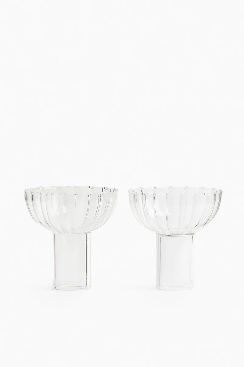 H&M 2-pack fluted glass coupes