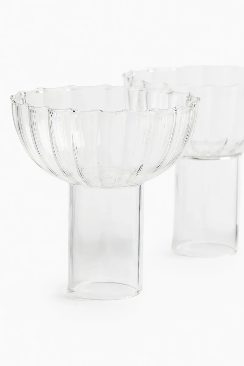 H&M 2-pack fluted glass coupes
