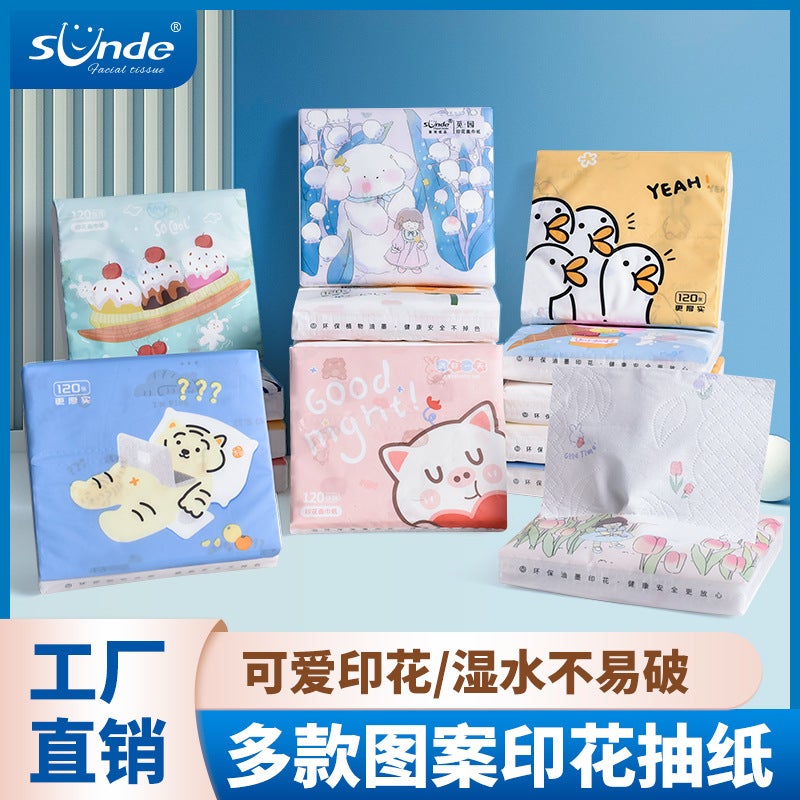 8 Packs Of Printed Tissue Paper, Water-Resistant, Small Portable Packs For Home And Commercial Use, Factory, Absorbent Pull-Out Type - Image 2