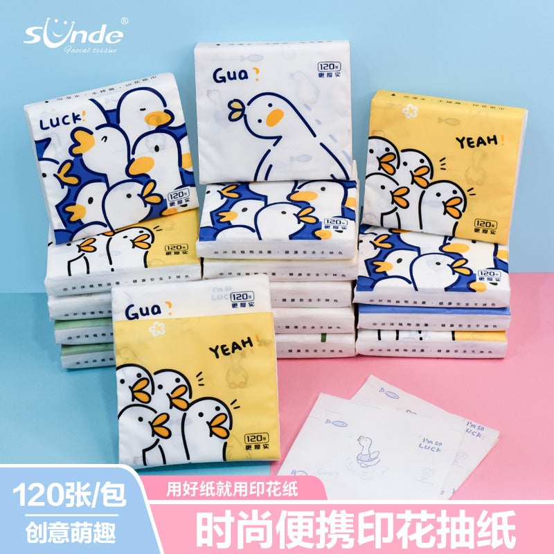 8 Packs Of Printed Tissue Paper, Water-Resistant, Small Portable Packs For Home And Commercial Use, Factory, Absorbent Pull-Out Type - Image 1