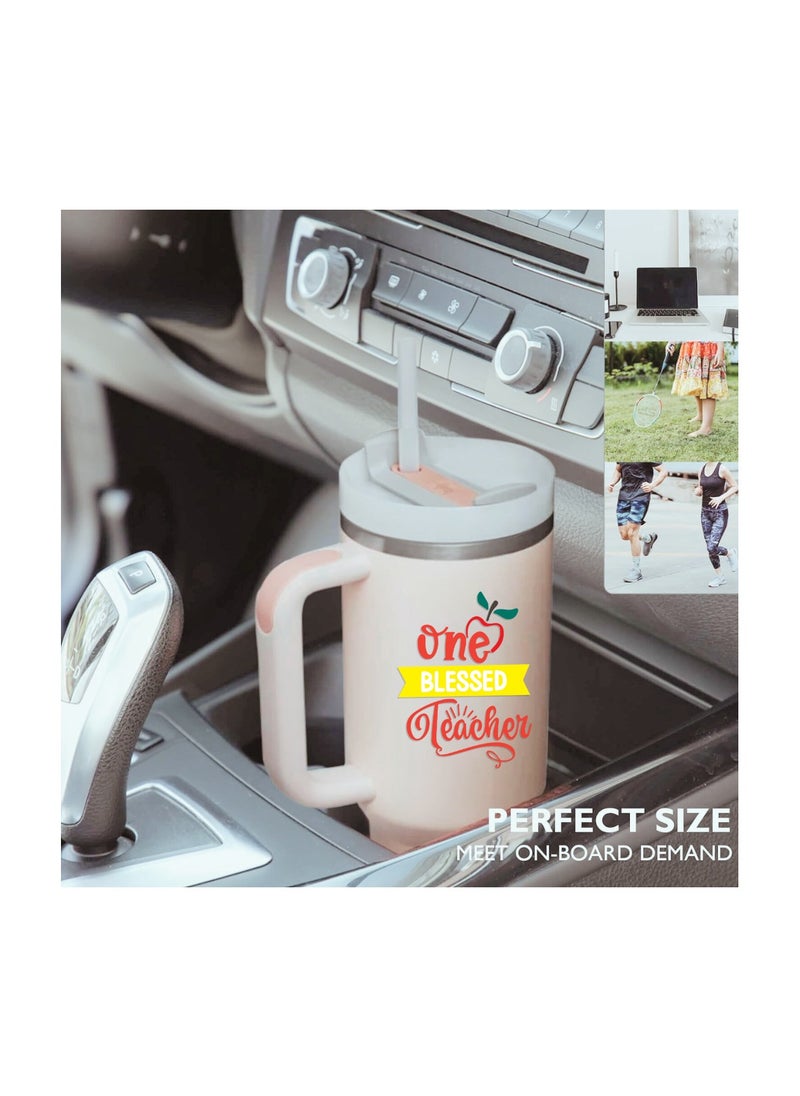 PRINTSHOP4ME - Teachers Day Tumbler Mug 1.2L With Lid&Straw|Double Walled Printed Tumbler Mug|Insulated Reusable Stainless Steel Tumbler Mug|Gift For Teachers - Image 1
