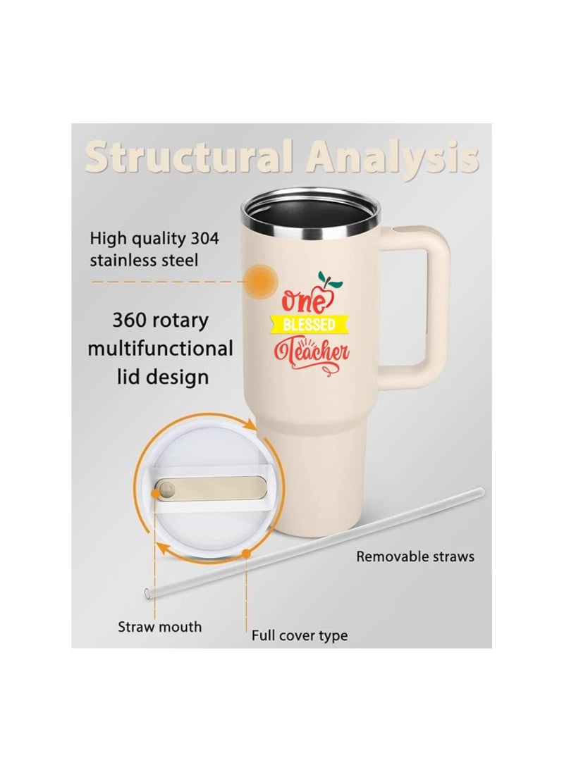 PRINTSHOP4ME - Teachers Day Tumbler Mug 1.2L With Lid&Straw|Double Walled Printed Tumbler Mug|Insulated Reusable Stainless Steel Tumbler Mug|Gift For Teachers - Image 1