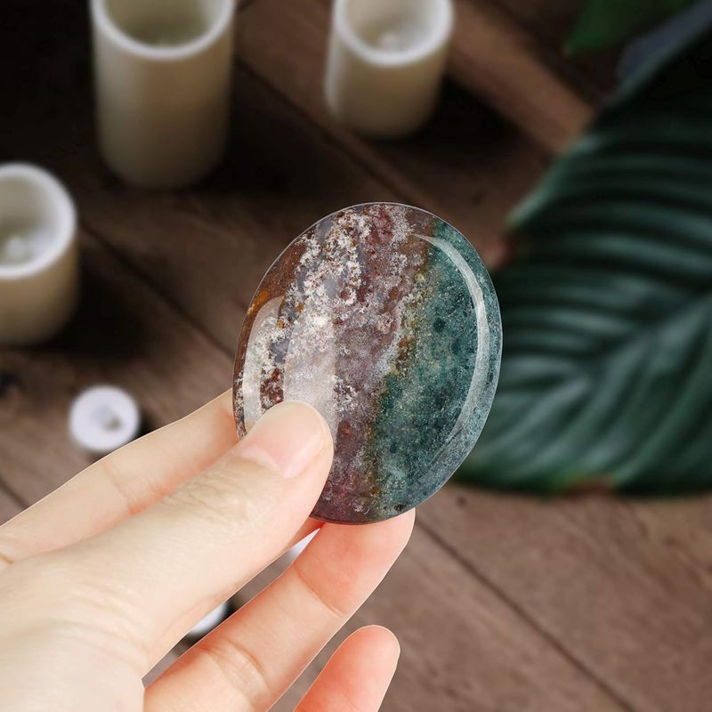 Artistone 20 Ocean Jasper Crystal Thumb Worry Stones for AnxietyPolished Gemstone Chakra Reiki Healing Palm Stones for InspirationMeditationYogaStress - Image 4