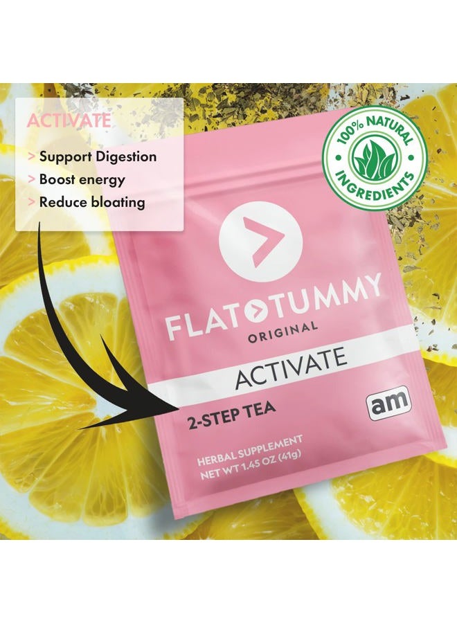 Flat Tummy Tea برنامج شاي التخلص من السموم من خطوتين لمدة 4 أسابيع - تطهير طبيعي بالكامل من السموم بالشاي الأخضر، والبلسم الليموني، والهندباء، واليانسون والمزيد - دعم الهضم - Image 4