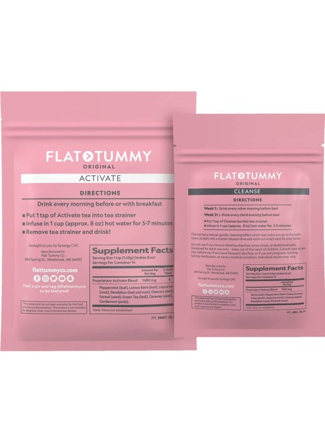 Flat Tummy Tea برنامج شاي التخلص من السموم من خطوتين لمدة 4 أسابيع - تطهير طبيعي بالكامل من السموم بالشاي الأخضر، والبلسم الليموني، والهندباء، واليانسون والمزيد - دعم الهضم - Image 2
