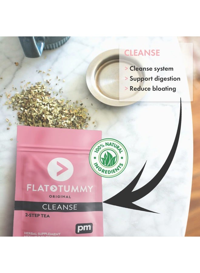Flat Tummy Tea برنامج شاي التخلص من السموم من خطوتين لمدة 4 أسابيع - تطهير طبيعي بالكامل من السموم بالشاي الأخضر، والبلسم الليموني، والهندباء، واليانسون والمزيد - دعم الهضم - Image 5