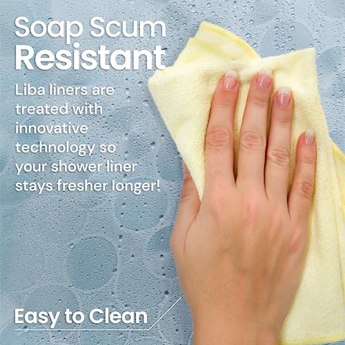 LiBa Plastic Shower Curtain, Heavy Duty 8G Shower Curtain for Bathroom, Waterproof Vinyl Shower Curtain, 3 Magnets, Rustproof Mental Grommets - 3D Aqua Circle Pattern, 72x72 - Image 2