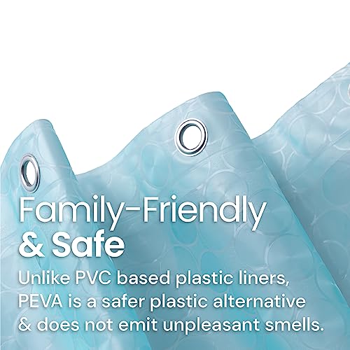 LiBa Plastic Shower Curtain, Heavy Duty 8G Shower Curtain for Bathroom, Waterproof Vinyl Shower Curtain, 3 Magnets, Rustproof Mental Grommets - 3D Aqua Circle Pattern, 72x72 - Image 3