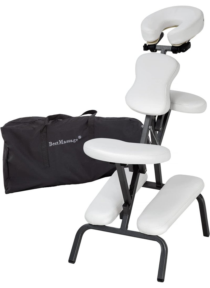 BestMassage - BestMassage Massage Chair Portable Tattoo Chair Folding Height Adjustable 3” Thick Sponge Light Weight Therapy Chairs W/Carring Bag Face Cradle Travel Spa Chairs - Image 1