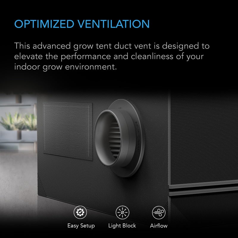 AC Infinity Grow Tent Duct Vent, 2 Pack â€“ Light-Blocking Twist-On Air Vents with Built-in Adapter, Insect & Dust Filter, High Airflow, Fits Standard 6-Inch Duct Ports - Image 2