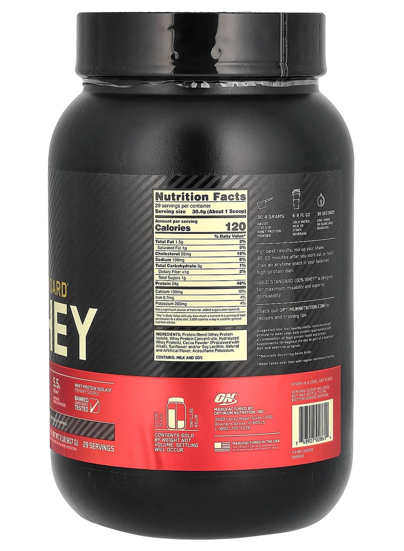 Optimum Nutrition Gold Standard 100% Whey, Double Rich Chocolate, 2 lb (907 g) - Image 2