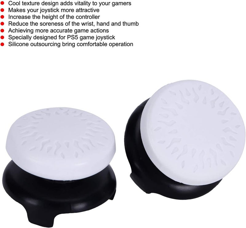 Ashata 2Pcs Thumbstick Extender for 3D Texture Thumb Grip Stick Joystick Thumbstick for Controller (White) - Image 4