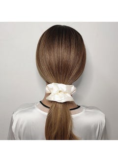 Sufermoe Sufermoe 6 Pcs Satin Silk Hair Scrunchies, Pearl White (Pearl white with a little peach pink, not pure white), 4.5 Inch, Hair Ties for Women and Girls, Hair Accessories  - Image 2