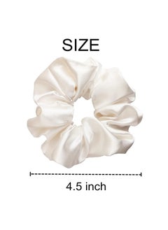 Sufermoe Sufermoe 6 Pcs Satin Silk Hair Scrunchies, Pearl White (Pearl white with a little peach pink, not pure white), 4.5 Inch, Hair Ties for Women and Girls, Hair Accessories  - Image 3