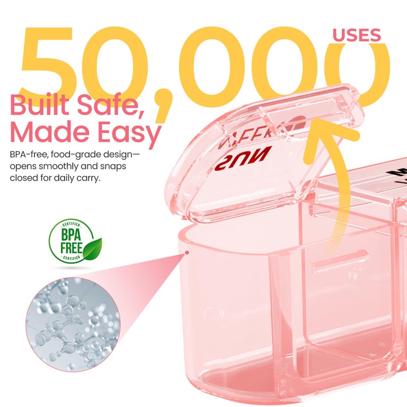 Betife Monthly Pill Organizer 1 Time a Day, 4 Weekly Pill Box Organizer Once a Day, 28 Day Large Pill Case for Travel, 28 Day Daily Medcine Container for Vitamins, Supplement & Medication (Pink) - Image 4