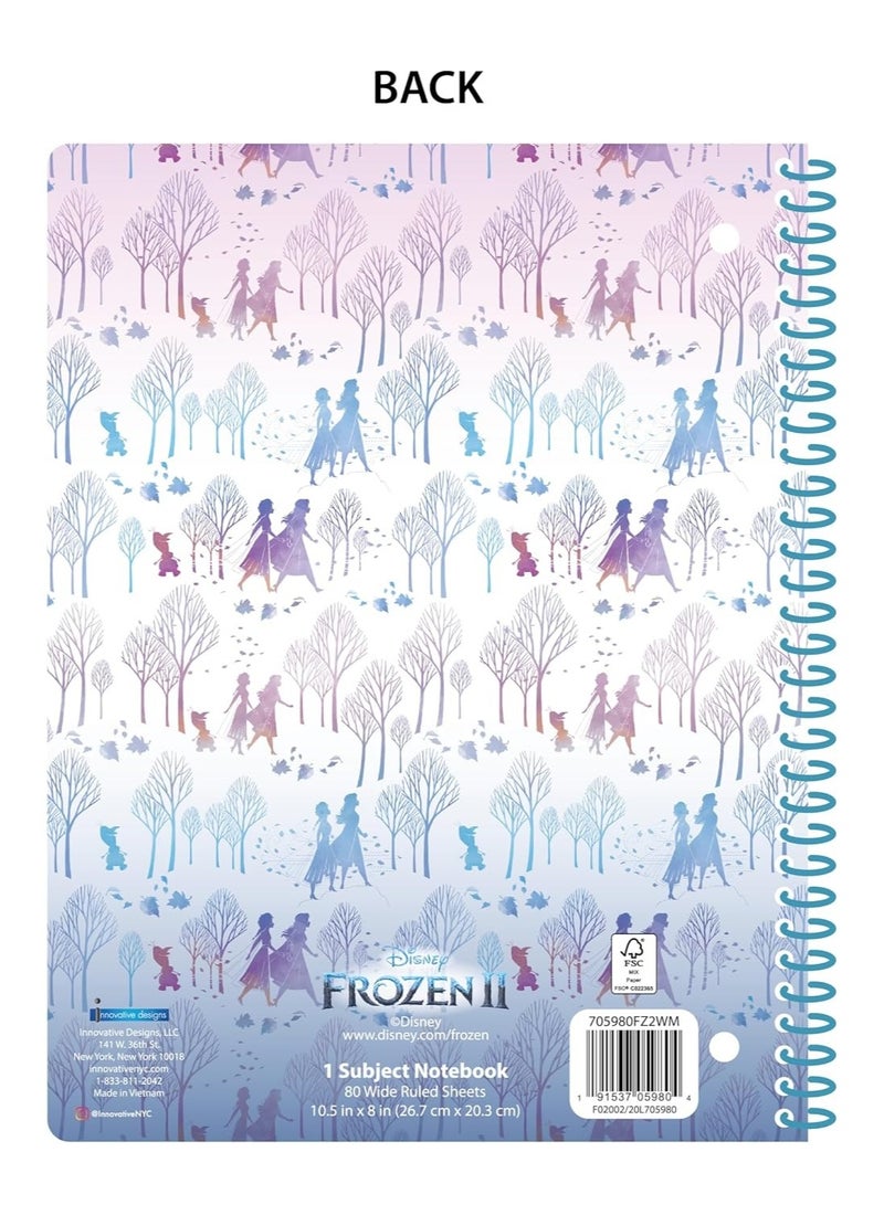 Disney Frozen 2, 1-Subject Spiral Notebook, 70 Sheets, Wide Ruled, 3-Hole Punched - Image 2