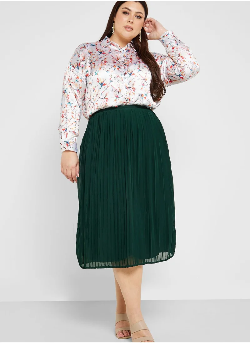 Ella Plus High Waist Pleated Skirt