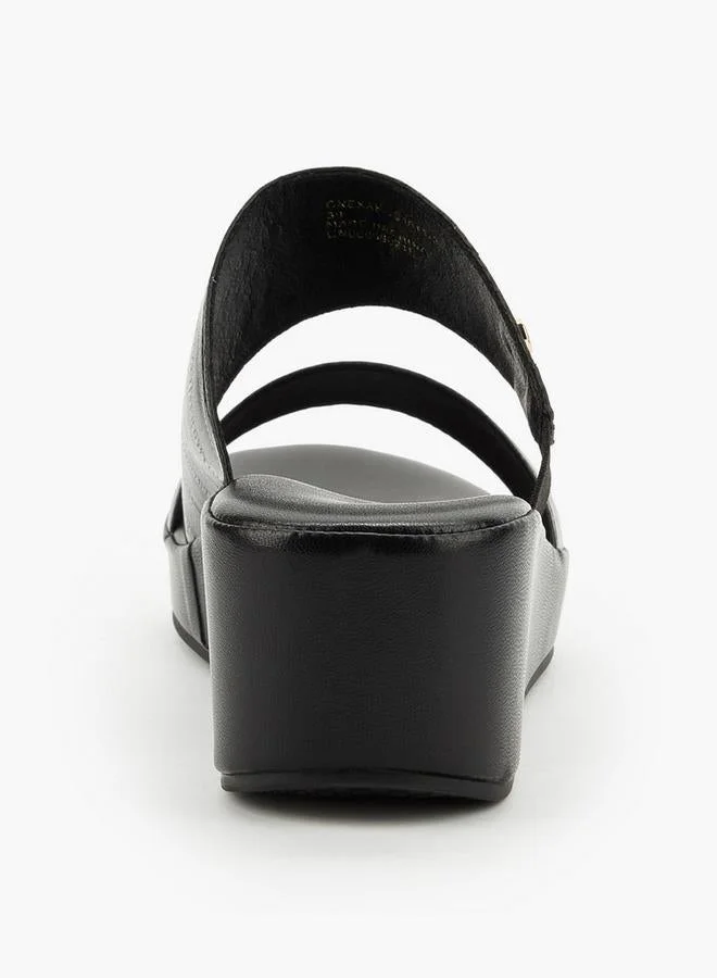 Flora Bella By Shoexpress BLACK Women Textured Wedge Heel Sandals for Women | Best Price UAE