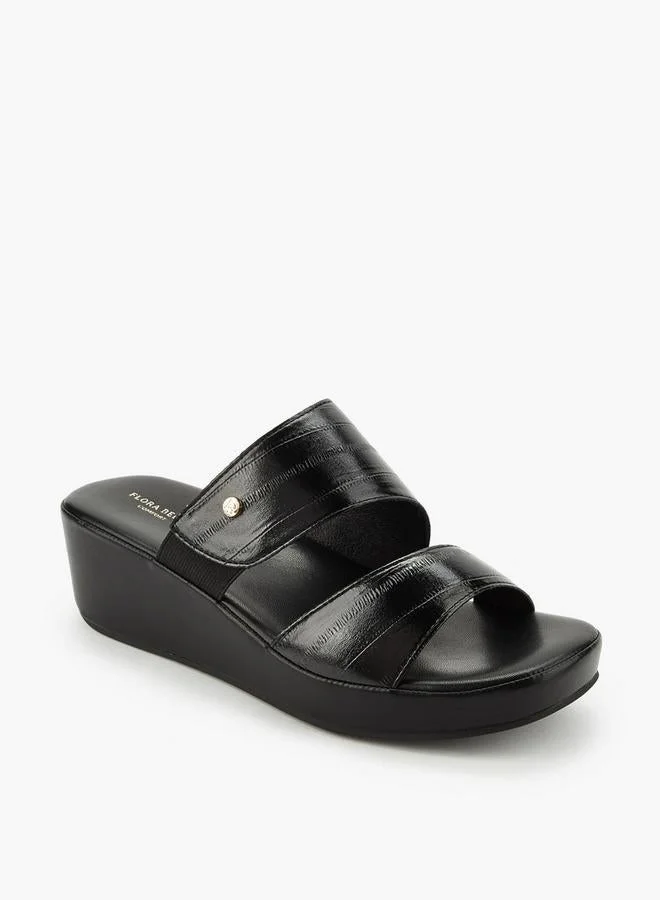 Flora Bella By Shoexpress BLACK Women Textured Wedge Heel Sandals for Women | Best Price UAE