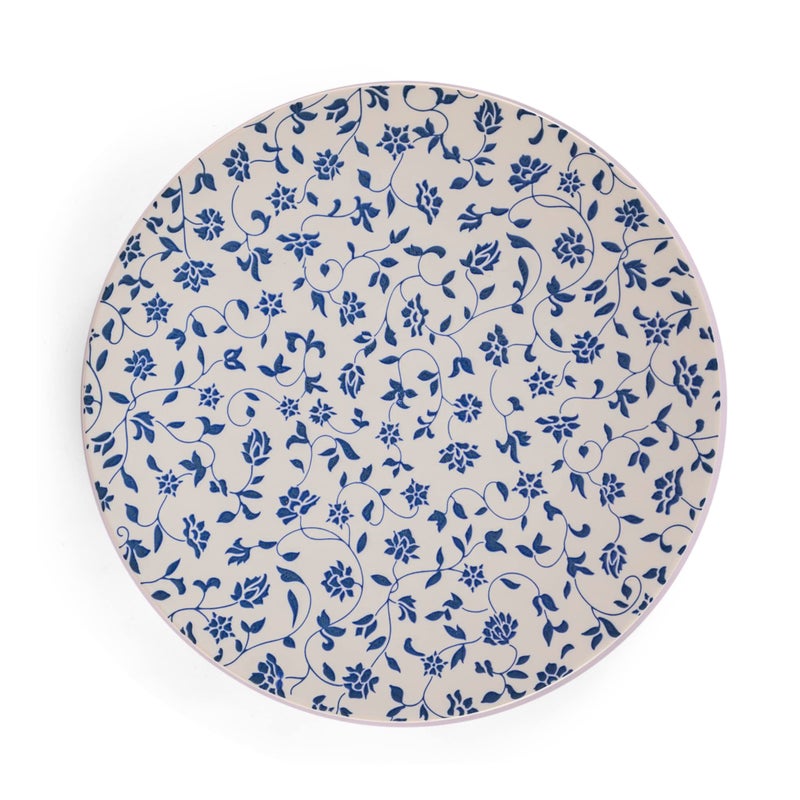 Hitkari Potteries Porcelain Noey Blue Platter Set of 1 Pc. for Home & Kitchen Rice Plate Set (31cm, White) - Image 2