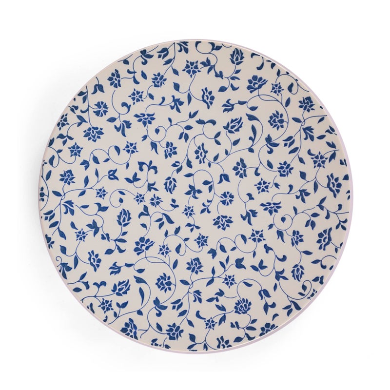 Hitkari Potteries Porcelain Noey Blue Platter Set of 1 Pc. for Home & Kitchen Rice Plate Set (31cm, White) - Image 1