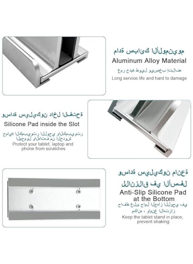BWSJ Vertical Laptop Stand Adjustable Desktop Laptop Stand Aluminum Alloy Notebook Mount Base eSaving 2 Slot Laptop Storage with NonSlip Rubber Padding Desk Organizer for Book Tablet iPad Ph  - Image 5