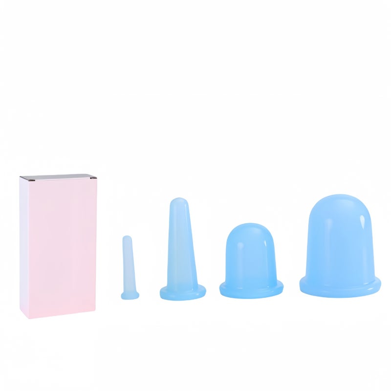 4-piece silicone facial massage suction cup set, facial skin tightening and lifting suction cup glass - Image 1