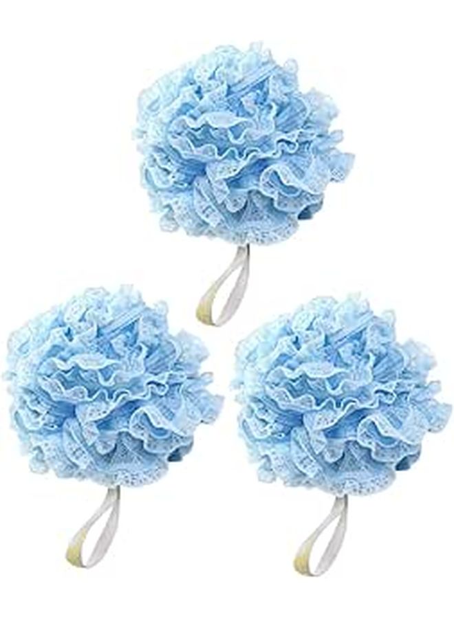 Mesh Bath Sponge Pouf 3 Pack Exfoliating Body Scrubber for Women Men Bath Accessories - Image 1