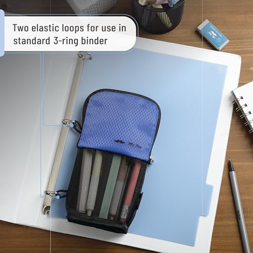 Mr. Pen- Standing Pencil Case Pouch, Sit & Lay Mesh-View Design, Black & Blue, Interior Pocket & 2 Elastic Binder Loops, Cute Pencil Case for Girls and Boys - Image 4