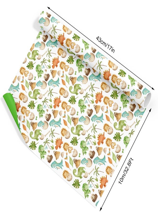 FYSUIMU Dinosaur Wrapping Paper - Mini Roll - 17 Inch x 32.8 Ft Cute Cartoon Gift Wrap Paper Double-Sided for Birthday Baby Shower Party DIY Crafts Supplies - Image 3