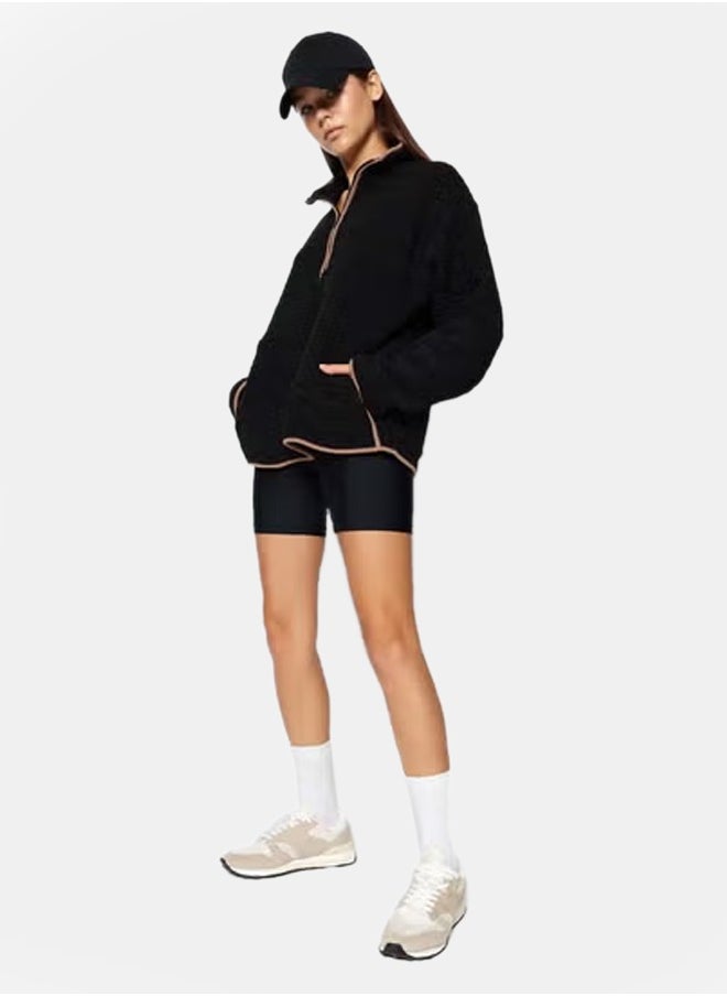 trendyol Black Plush Knitted Sports Sweatshirt THMAW23SW00021  - Image 3