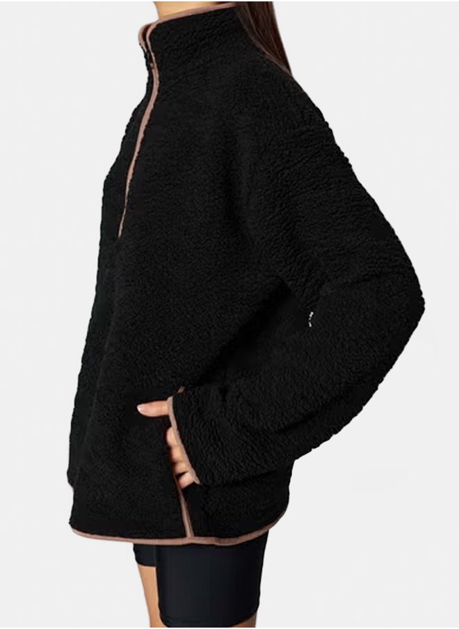 trendyol Black Plush Knitted Sports Sweatshirt THMAW23SW00021  - Image 4