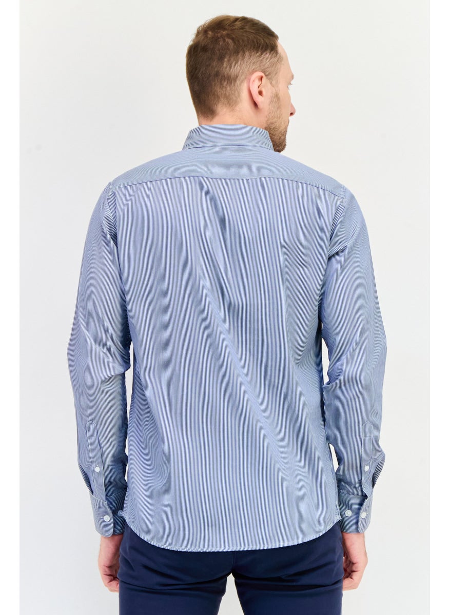 English Laundry Men Regular Fit Micro Stripe Long Sleeves Casual Shirt, Multicolor  - Image 3