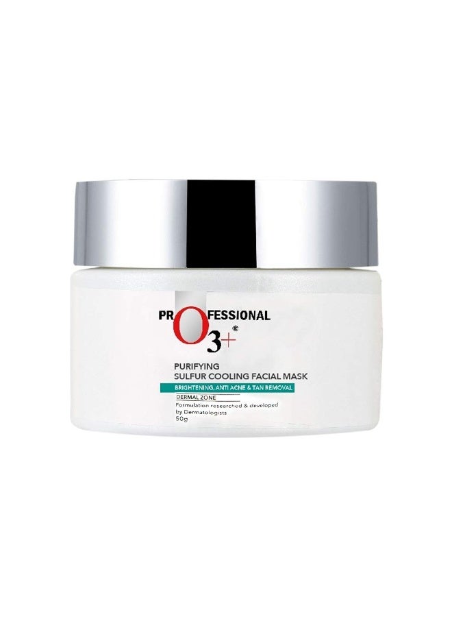 O3+ Purifying Sulfur Cooling Facial Mask with Organic Willow Bark and Mint for Acne Mark Removal and Radiant Glow, 50g - Image 1