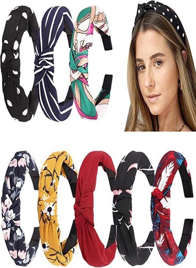 VSAKSH 3 Pcs Multicolor Headbands Women Hair Head Bands - Accessories Cute Boho Beauty Fashion Hairbands Girls Cross Vintage Head Hair Bands Knotted Wide Band (Random Color & Design) - Image 1