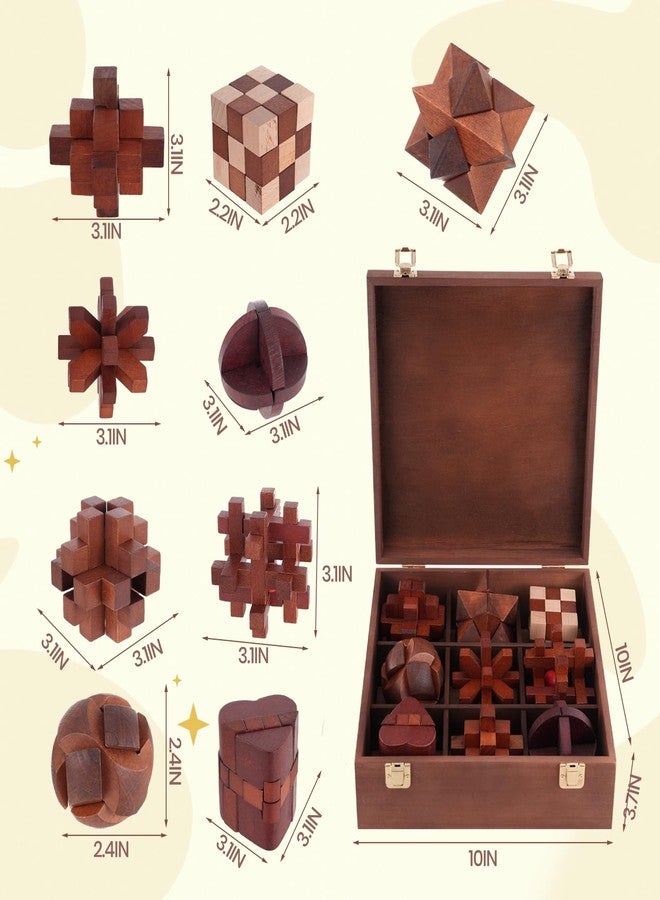 Mytothfy Wooden Brain Teaser Puzzles for Adults - Brain Teaser Puzzles with Wooden Box 3D Puzzle Game Toys for Adults Teens - Unlock Interlocking Puzzle Adult IQ Education Smart Toys - Image 3