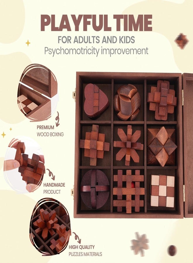 Mytothfy Wooden Brain Teaser Puzzles for Adults - Brain Teaser Puzzles with Wooden Box 3D Puzzle Game Toys for Adults Teens - Unlock Interlocking Puzzle Adult IQ Education Smart Toys - Image 2
