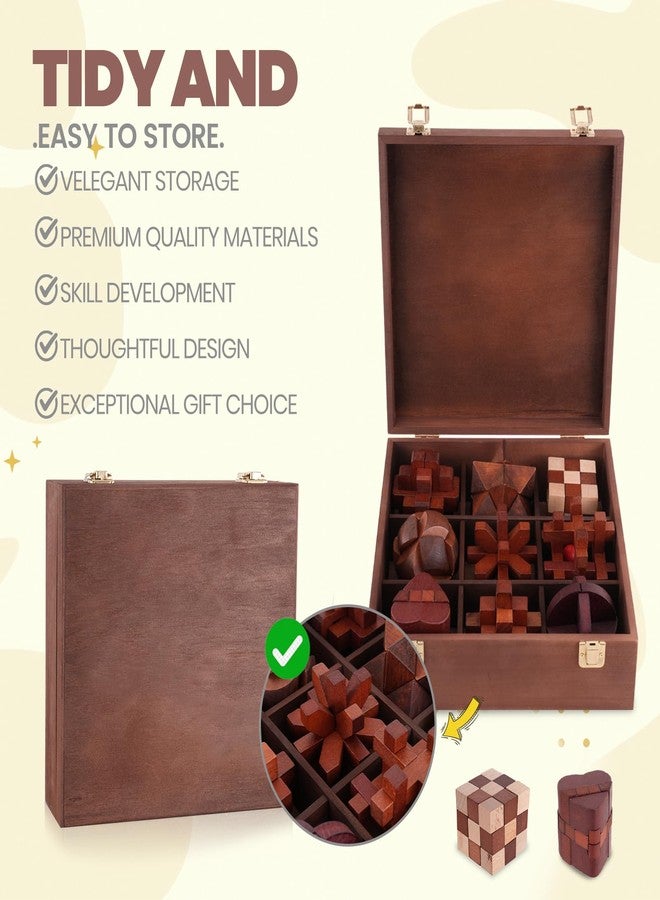 Mytothfy Wooden Brain Teaser Puzzles for Adults - Brain Teaser Puzzles with Wooden Box 3D Puzzle Game Toys for Adults Teens - Unlock Interlocking Puzzle Adult IQ Education Smart Toys - Image 4