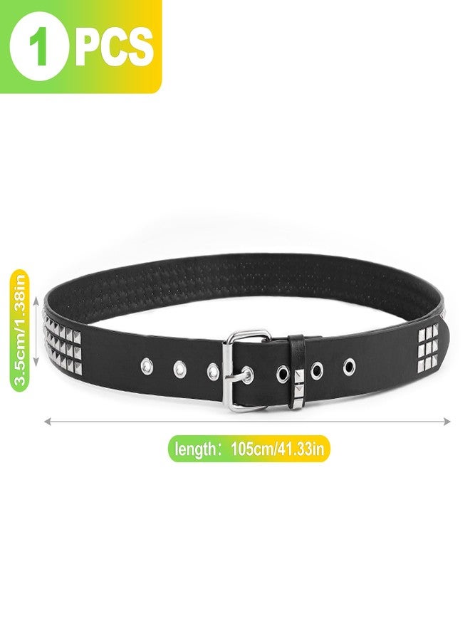 CeroDimo Black Studded Belt Punk Style Leather Look Waist Belt with Metal Pyramid Studs for Men and Women Adjustable Rock Gothic Y2K Streetwear Belt for Jeans Pants Casual Outfits - Image 2