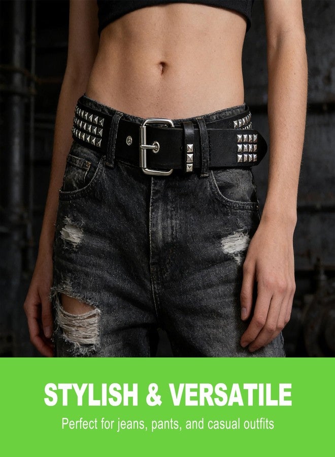 CeroDimo Black Studded Belt Punk Style Leather Look Waist Belt with Metal Pyramid Studs for Men and Women Adjustable Rock Gothic Y2K Streetwear Belt for Jeans Pants Casual Outfits - Image 4