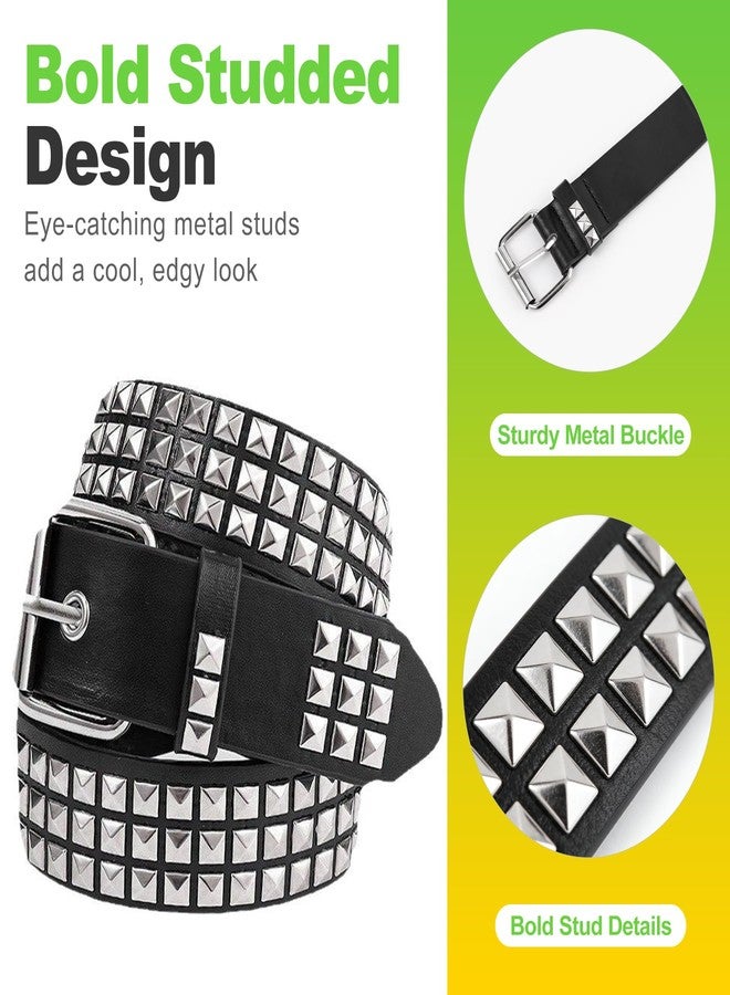 CeroDimo Black Studded Belt Punk Style Leather Look Waist Belt with Metal Pyramid Studs for Men and Women Adjustable Rock Gothic Y2K Streetwear Belt for Jeans Pants Casual Outfits - Image 3