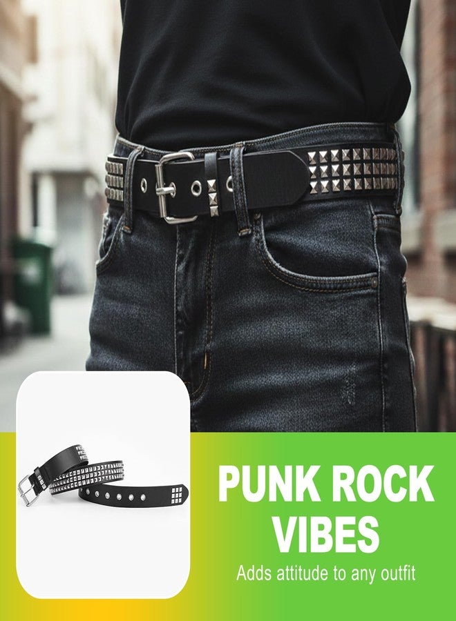 CeroDimo Black Studded Belt Punk Style Leather Look Waist Belt with Metal Pyramid Studs for Men and Women Adjustable Rock Gothic Y2K Streetwear Belt for Jeans Pants Casual Outfits - Image 5